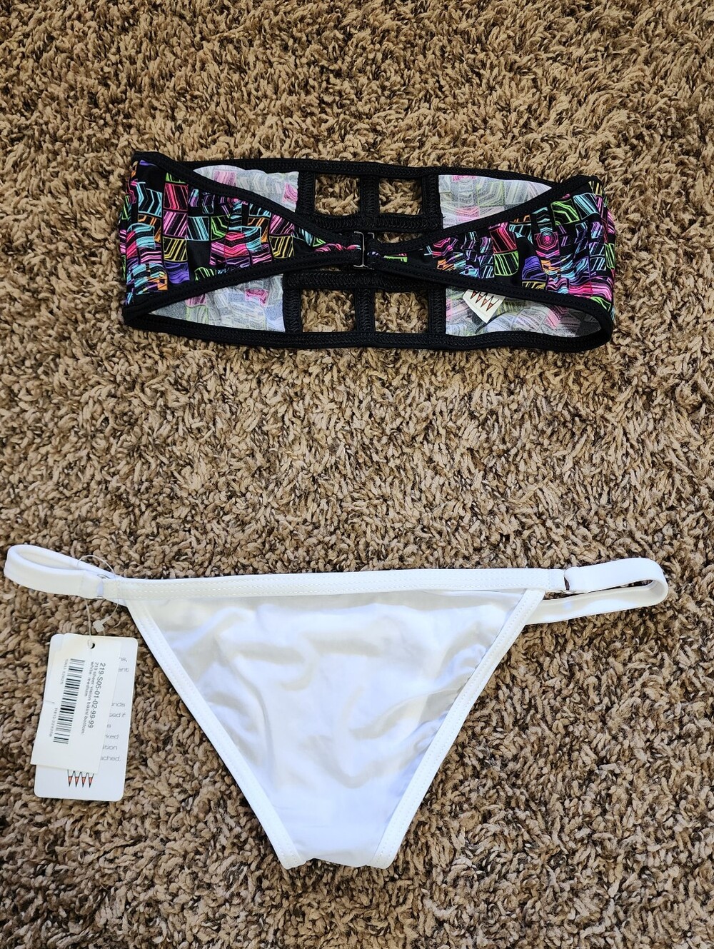 Wicked Weasel Sheer Bikini Set Two Pieces Geometric Multicolor Medium - Picture 2 of 5